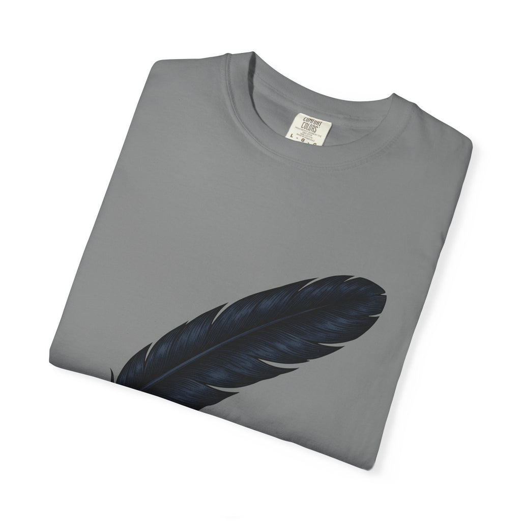 Feather Charm T-Shirt Boho Chic Spiritual Gift Women Retro T-Shirt Charm T-Shirt Bohemian Enthusiast Vintage T-Shirt Mystical Graphic Sketch Bow