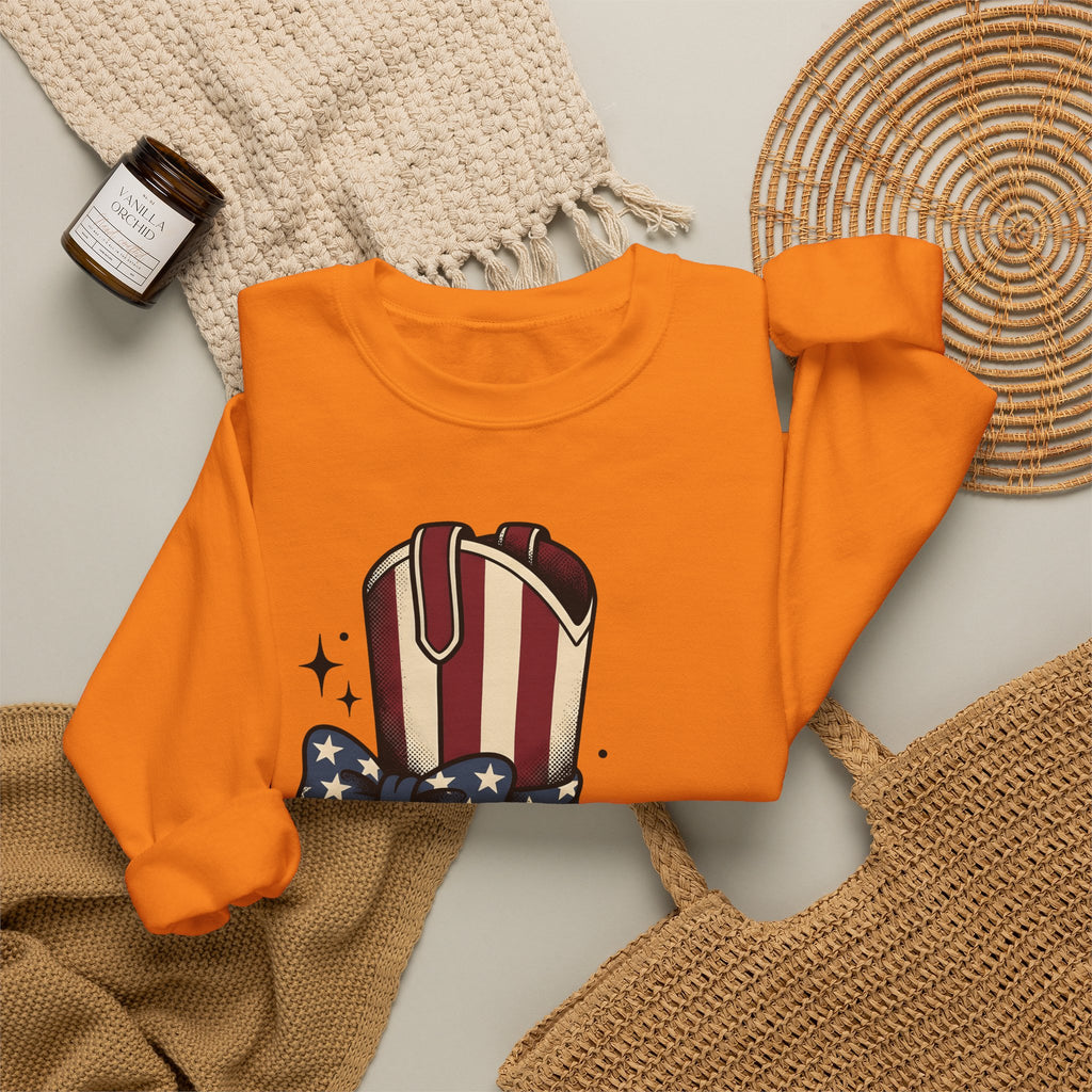 Western Boot America 4Th Of July Cowboy Gift Rustic Boot Patriot Fan Cowboy Old Sweatshirt