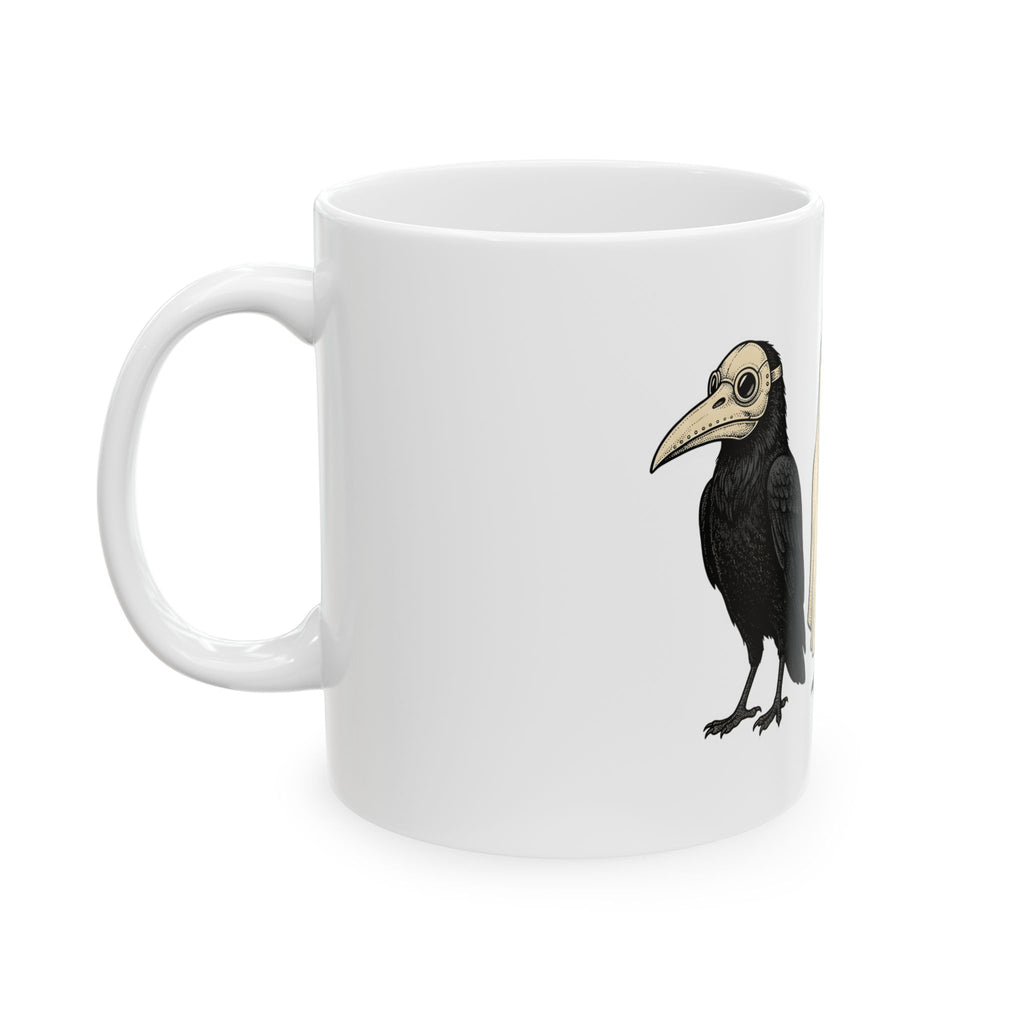 Raven Outfit Mug Halloween Horror Gift Women Retro Mug Crow Outfit Mug Horror Fan Creepy Graphic Mug Sketch Jack-O-Lantern Mug