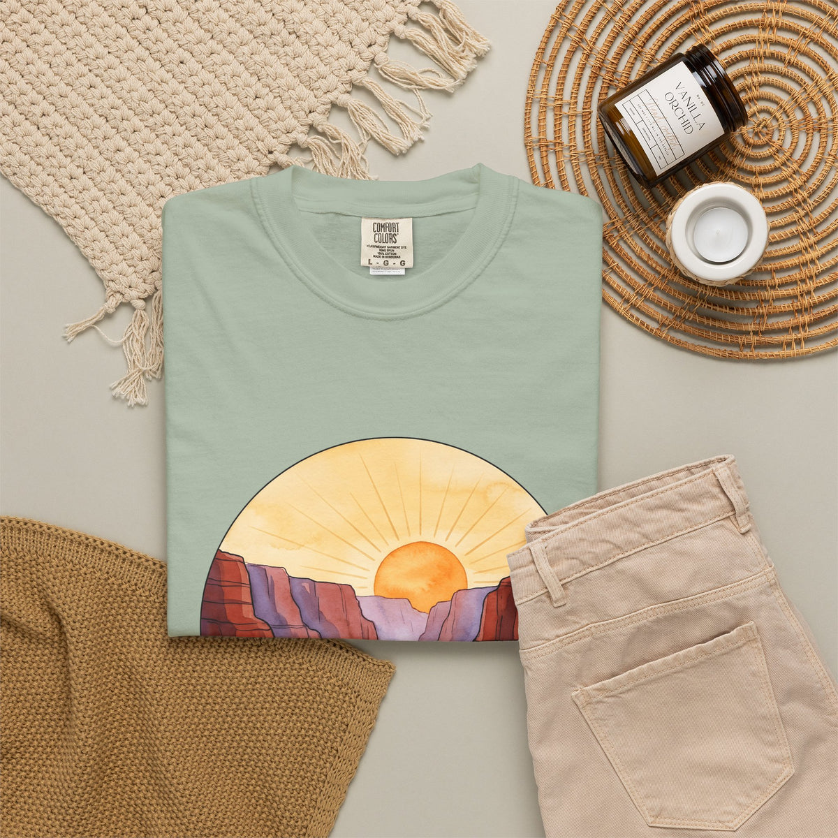 Desert Canyon T-Shirt Nature Hiking Gift Women Hand Painted T-Shirt Canyon T-Shirt Outdoors Enthusiast Painted T-Shirt Trekker Graphic Retro Dawn