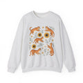 Ginger Cats Sweatshirt Cat Flower Gift Women Cartoon Sweatshirt Orange Cat Sweatshirt Cat Fan Feline Graphic Illustration Comic Sweatshirt Sketch Sunflower