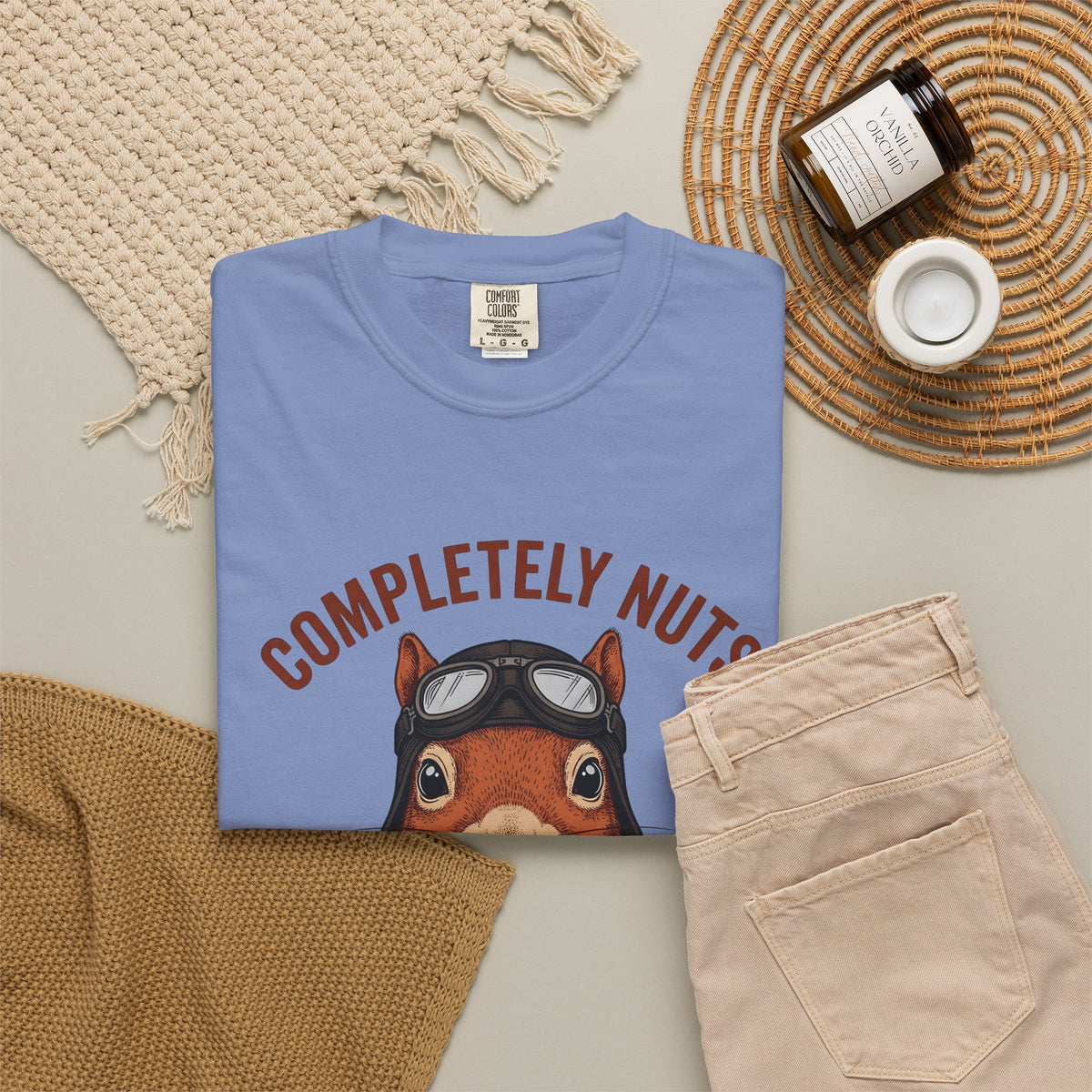 Squirrel Aviator T-Shirt Funny Wildlife Gift Women Comic T-Shirt Chipmunk T-Shirt Humor Fan Cartoon T-Shirt Animal Graphic Retro Pilot Goggles