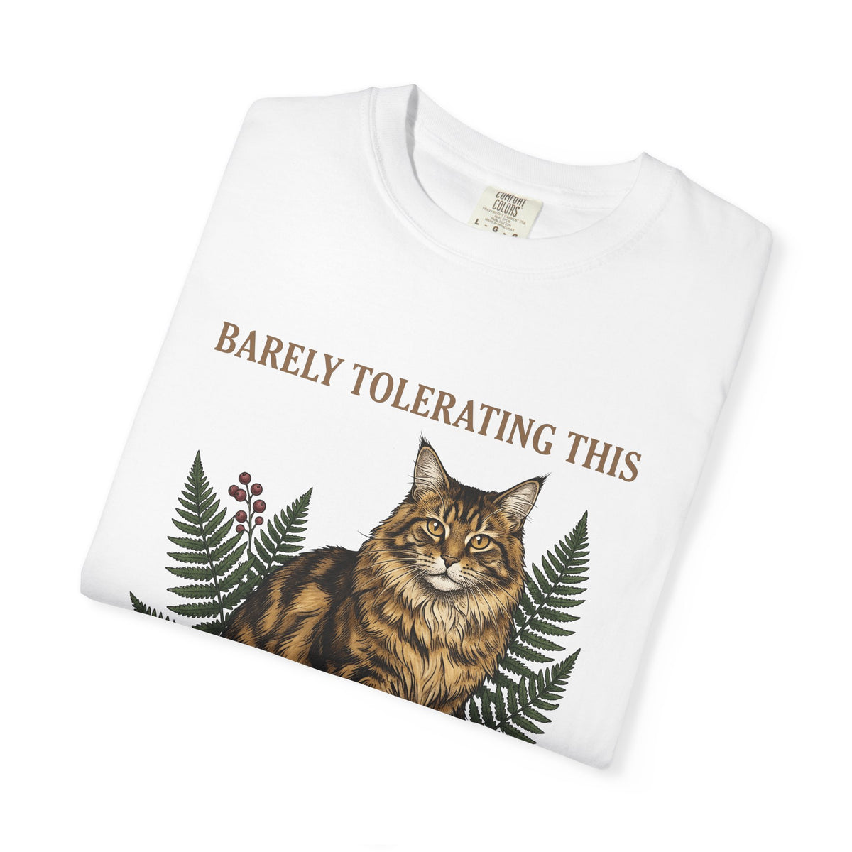 Maine Coon Pet Cat Fun Gift Plant Cat Cat Fan Botanical Humorous Traditional Frond T-Shirt