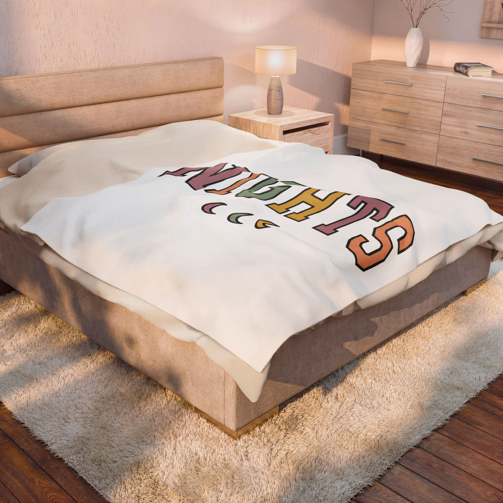 Varsity Lettering Design Blanket Nurses Graveyard Shift Gift Women Pale Hues Blanket Letterman Blanket Nursing Enthusiast Pastel Blanket Night