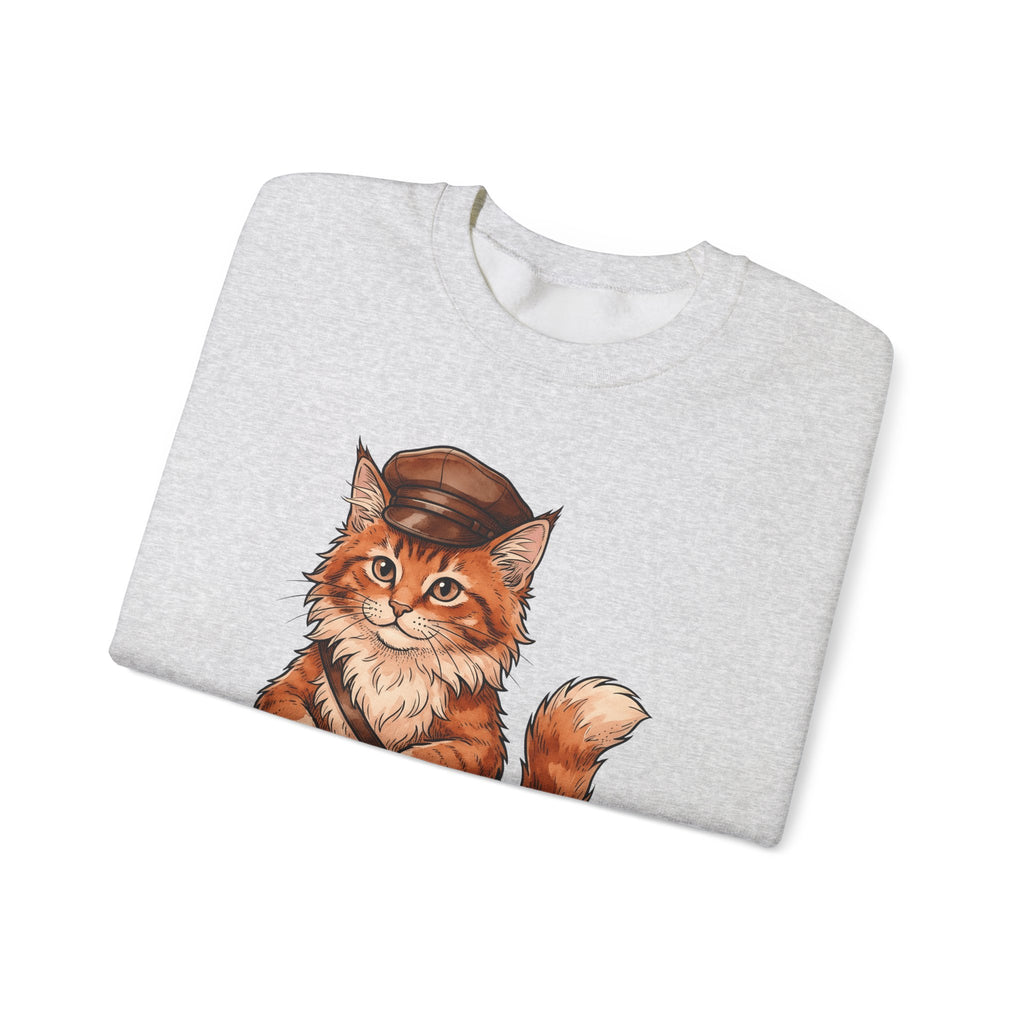 Postal Cat Sweatshirt Cat Pet Gift Women Sketch Sweatshirt Mailcat Sweatshirt Cat Fan Feline Sweatshirt Animal Graphic Retro Letter Sweatshirt