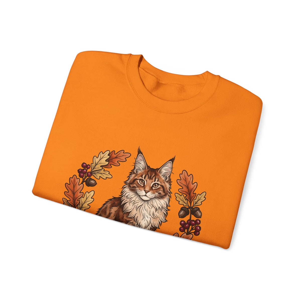 Maine Coon Pet Sweatshirt Cat Pumpkin Gift Women Greenery Sweatshirt Cat Sweatshirt Cat Fan Foliage Sweatshirt Gourd Graphic Old-Fashioned Orange Leaves Sweatshirt