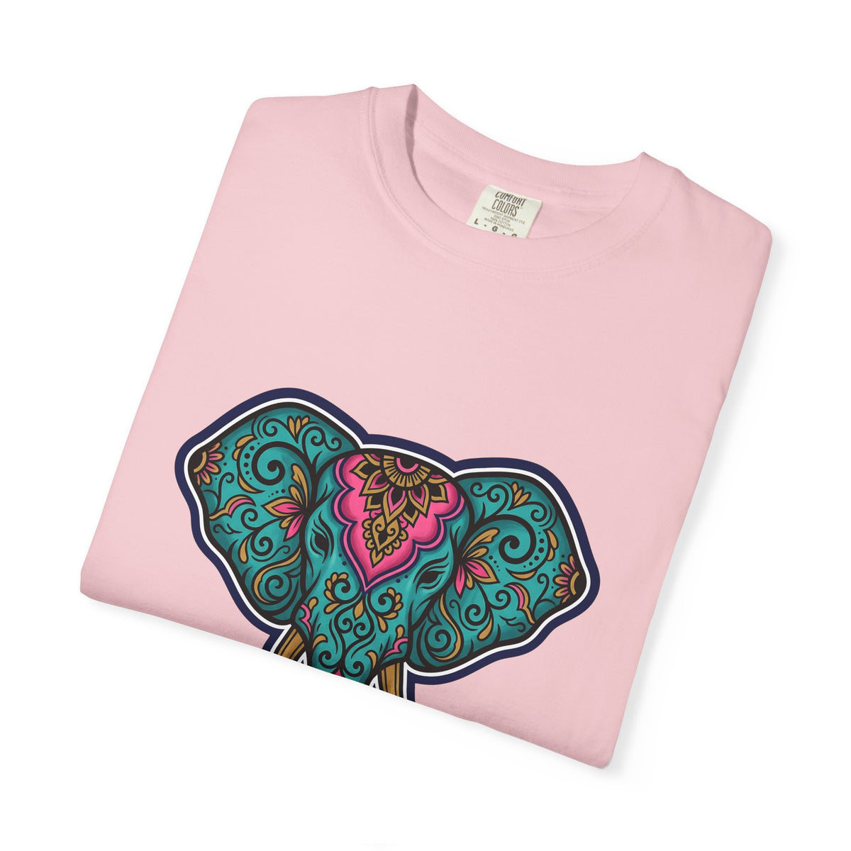 Elephant Head T-Shirt Boho Animal Gift Women Boho T-Shirt Pachyderm T-Shirt Hippie Fan Boho Chic T-Shirt Wildlife Graphic Mandala Floral Pattern