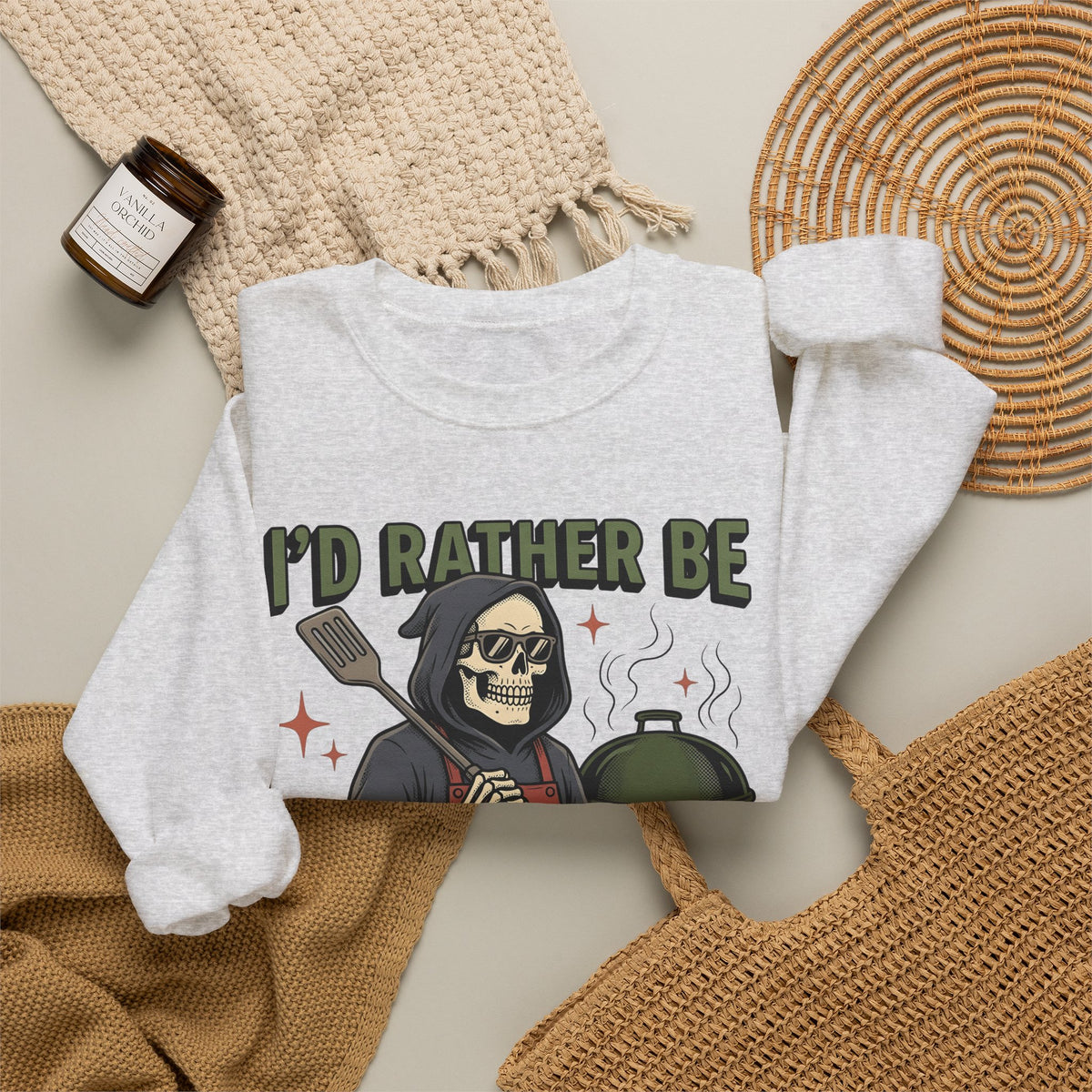 Skull Cook Sweatshirt Grilling Joke Gift Women Comic Sweatshirt Skeleton Sweatshirt Barbecue Fan Cartoon Sweatshirt Pun Graphic Retro Barbeque Sweatshirt