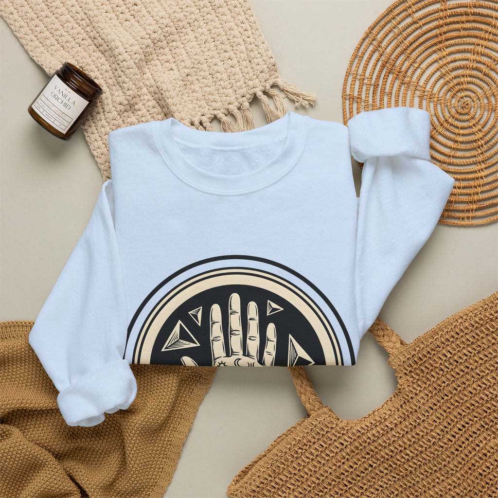 Enchanted Hand Sweatshirt Mystical Esoteric Gift Women Folk Sweatshirt Magical Hand Sweatshirt Occult Fan Primitive Sweatshirt Mystical Graphic Antique Polygon