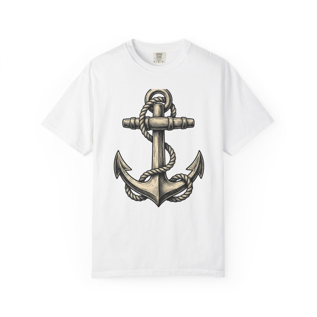 Anchor Line Nautical Beach Gift Old School Rope Sailor Fan Mooring Outline Seaside T-Shirt