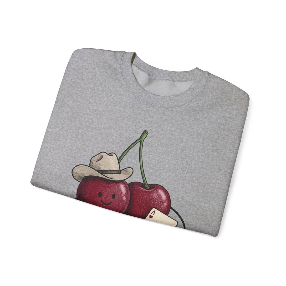 Cherry Western Sweatshirt Cowgirl Harvest Gift Women Playful Sweatshirt Western Wear Sweatshirt Rodeo Fan Whimsical Sweatshirt Autumn Graphic Doodle Poker Card