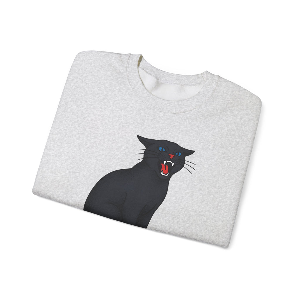 Black Cat Sweatshirt Cat Humor Gift Women Bold Graphic Sweatshirt Cat Sweatshirt Cat Fan Graphic Sweatshirt Funny Graphic Retro Fangs Sweatshirt