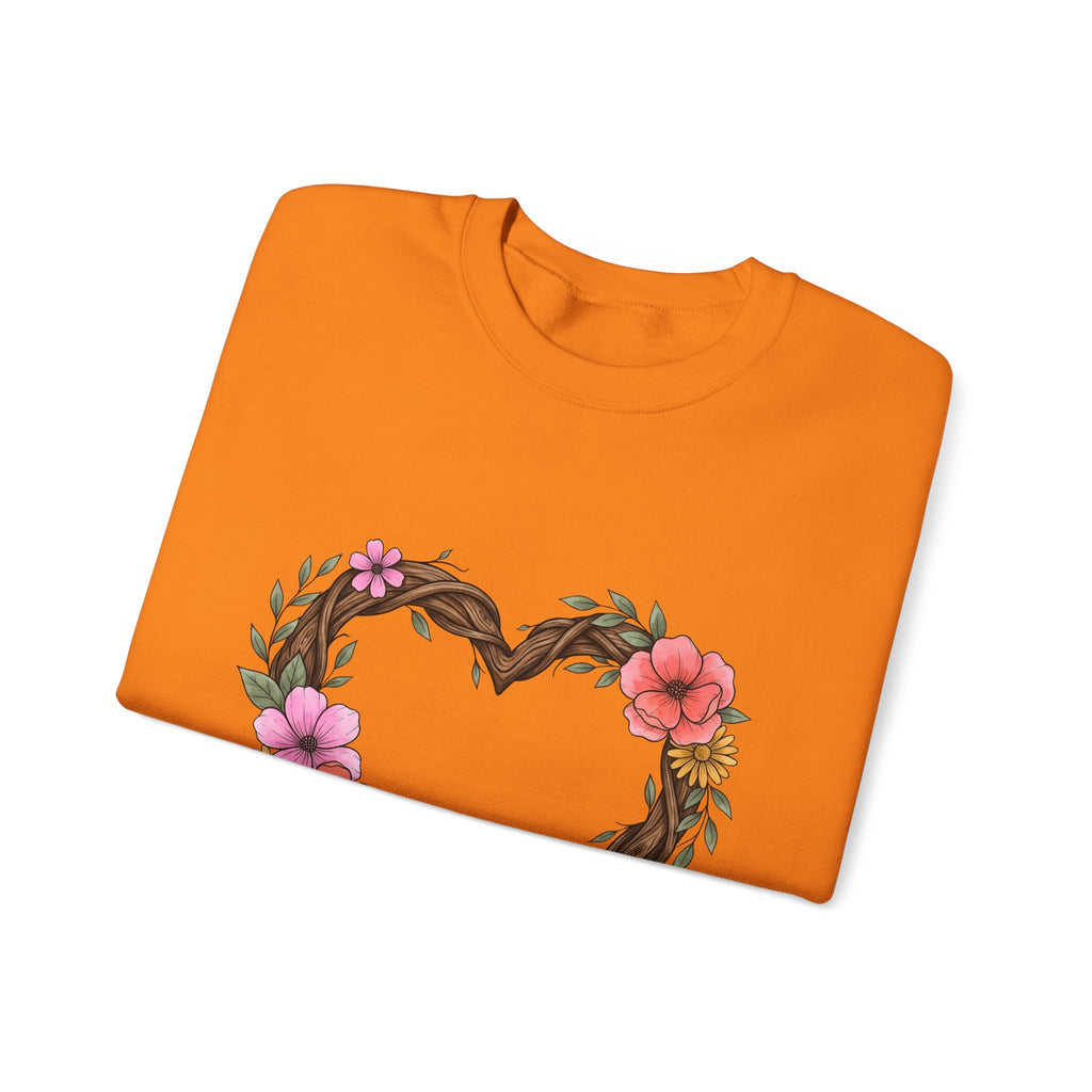 Floral Heart Sweatshirt Boho Chic Nature Gift Women Hand Drawn Sweatshirt Heart Sweatshirt Bohemian Fan Illustrated Sweatshirt Environmental Graphic Botanical