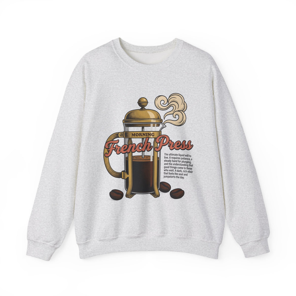 French Press Coffee Sweatshirt Coffee Cuisine Gift Women Hand Drawn Sweatshirt Cafetiere Sweatshirt Coffee Fan Coffee Bean Illustration Graphic Line Art