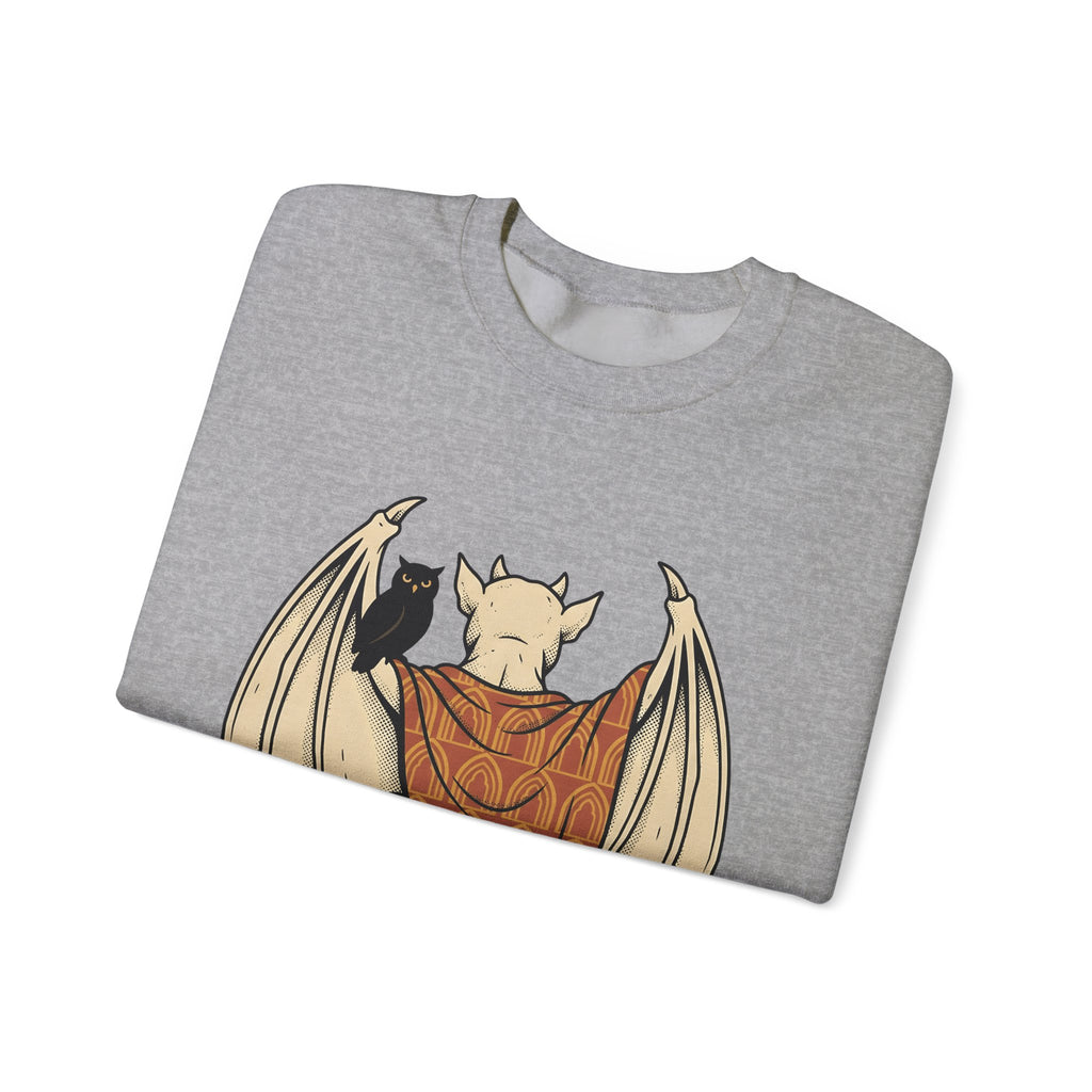 Bat Sculpture Sweatshirt Halloween Ghost Gift Women Mysterious Sweatshirt Statue Sweatshirt Horror Fan Dark Art Sweatshirt Specter Graphic Classic Night Bird