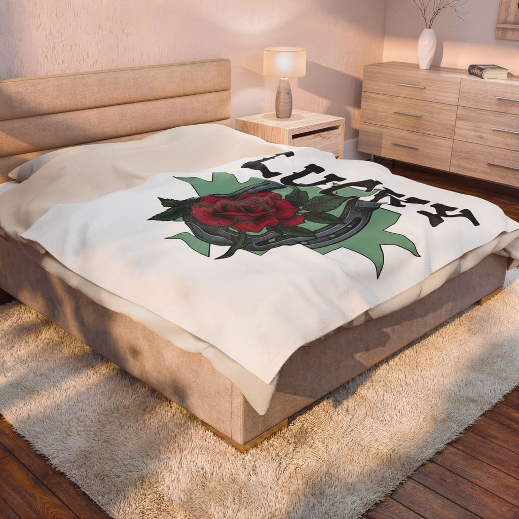 Horseshoe Rose Blanket Cowgirl Ranch Gift Women Line Art Blanket Rosebud Blanket Cowgirl Fan Minimalist Blanket Farmhouse Graphic Classic Shape