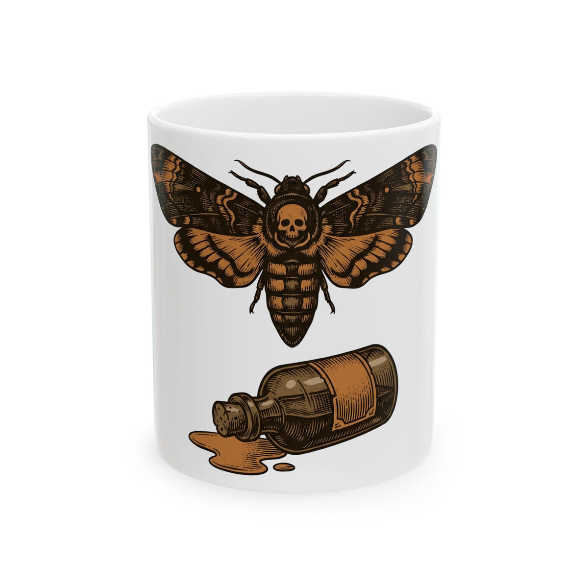 Skeleton Moth Mug Halloween Mysticism Gift Women Retro Mug Moth Mug Horror Fan Gothic Mug Occult Graphic Dark Magic Jar Mug