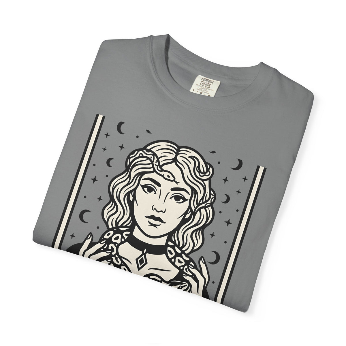 Mystical Female Serpent T-Shirt Boho Chic Spells Gift Women Oracle T-Shirt Snake T-Shirt Bohemian Fan Divination T-Shirt Magic Graphic Retro Lunar