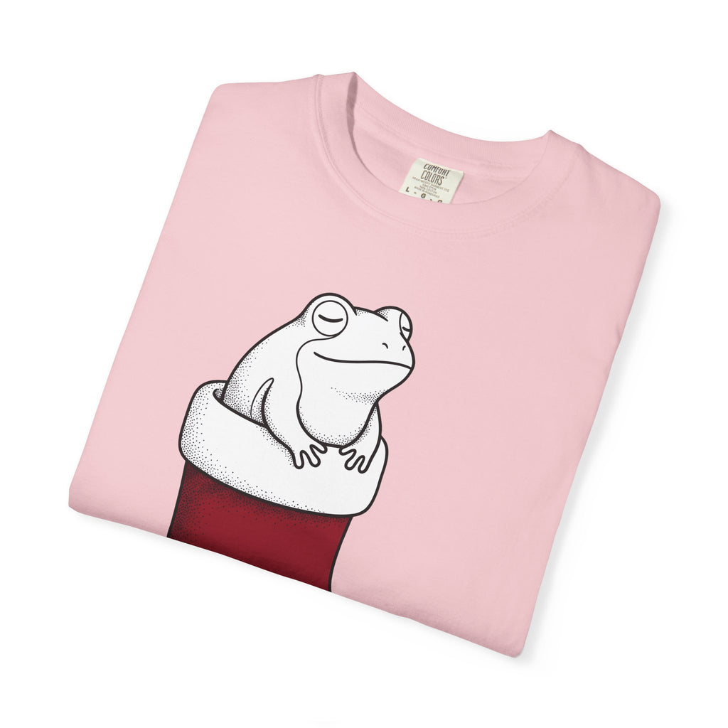 Frog Holiday Sock T-Shirt Christmas Pet Gift Women Modern T-Shirt Toad T-Shirt Xmas Fan Holiday T-Shirt Animal Graphic Doodle Xmas Stocking T-Shirt
