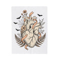 Anatomical Heart Blanket Halloween Gothic Gift Women Tattoo Art Blanket Cardiac Blanket Horror Fan Ink Blanket Dark Graphic Vintage Bats Blanket