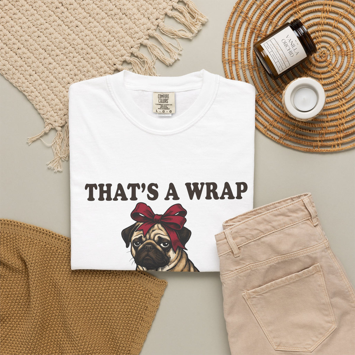 Pug Dog T-Shirt Christmas Pet Gift Women Vintage T-Shirt Puggle T-Shirt Xmas Fan Retro T-Shirt Animal Graphic Hand Drawn Gift Bow T-Shirt