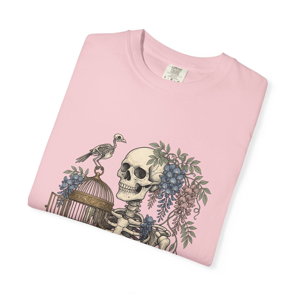 Bone Bloom T-Shirt Halloween Dark Art Gift Women Rustic T-Shirt Skeleton T-Shirt Horror Fan Gothic T-Shirt Macabre Graphic Doodle Aviary T-Shirt
