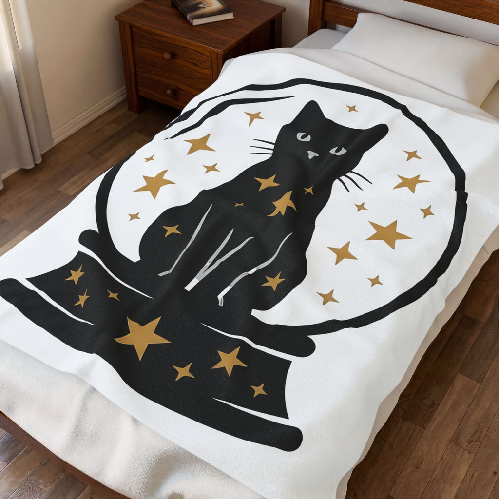Dark Cat Orb Blanket Cat Magic Gift Women Simple Blanket Black Cat Ball Blanket Cat Fan Feline Graphic Blanket Retro Sparkles Blanket