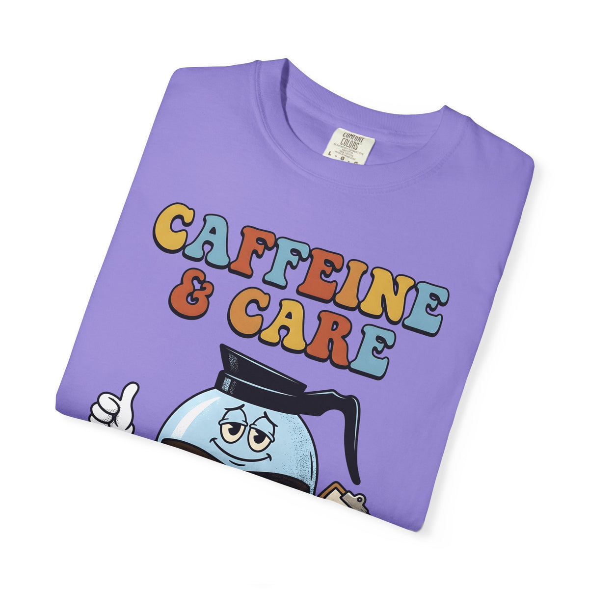 Coffee Pot Character T-Shirt Nurses Coffee Gift Women Cartoon T-Shirt Coffee Maker T-Shirt Nurse Fan Cartoony T-Shirt Caffeine Graphic Retro