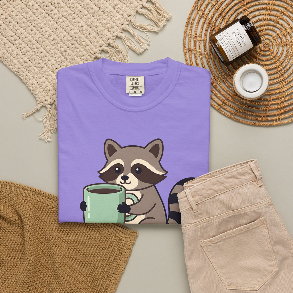 Raccoon Coffee T-Shirt Nurses Coffee Gift Women Cute T-Shirt Coffee T-Shirt Nurse Enthusiast Adorable T-Shirt Caffeinated Graphic Coffee