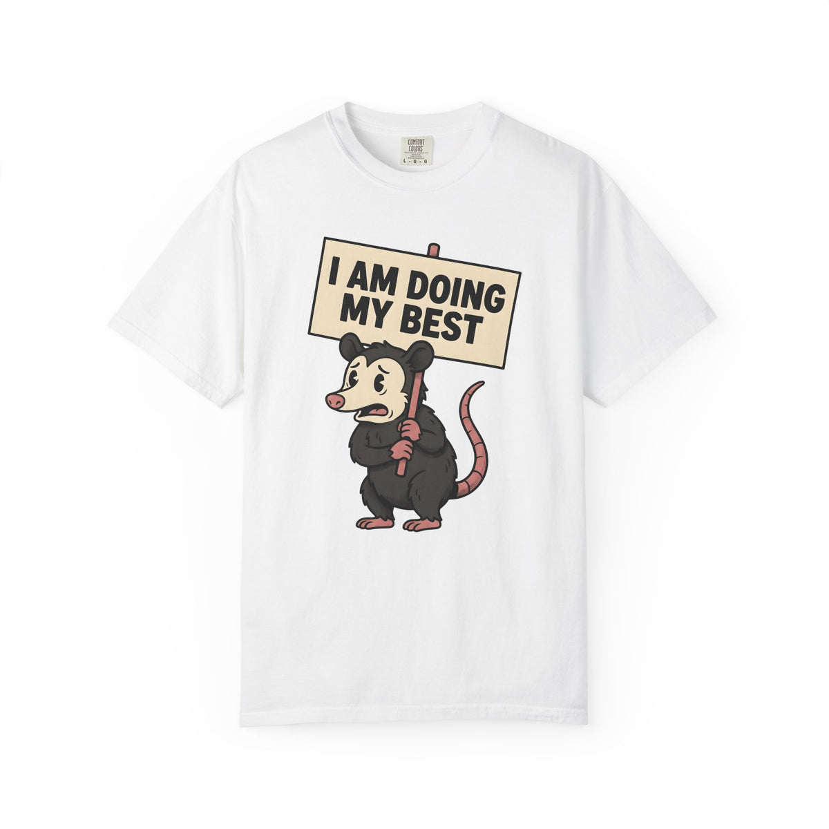 Possum Drawing T-Shirt Funny Creatures Gift Women Animated T-Shirt Opossum T-Shirt Humor Fan Cartoon T-Shirt Animal Graphic Doodle Demonstration