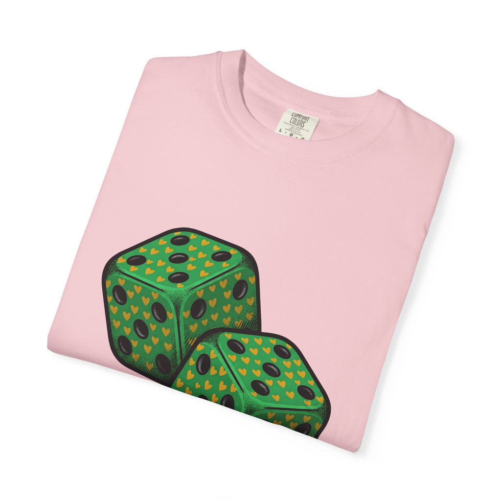 Green Dice T-Shirt St Patrick's Day Fortune Gift Women Vintage T-Shirt Dice T-Shirt Luck Enthusiast Retro T-Shirt Prosperity Graphic Retro Heart