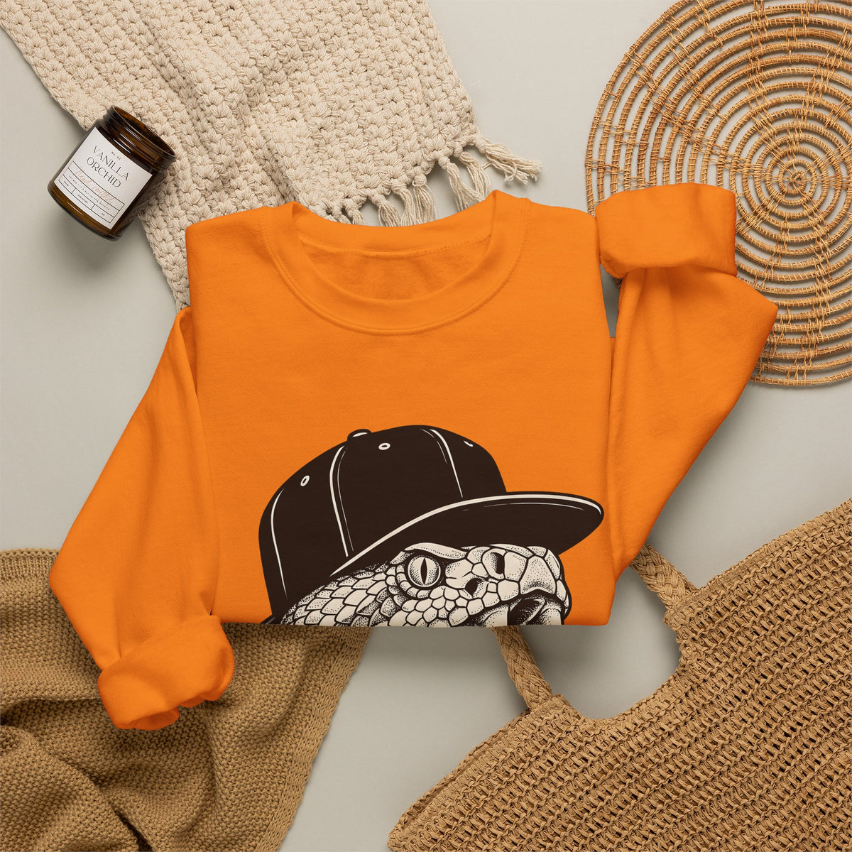 Snake Cap Sweatshirt Streetwear Animal Gift Women Tattoo Sweatshirt Cobra Sweatshirt Urban Fan Ink Sweatshirt Wildlife Graphic Vintage Fangs Sweatshirt