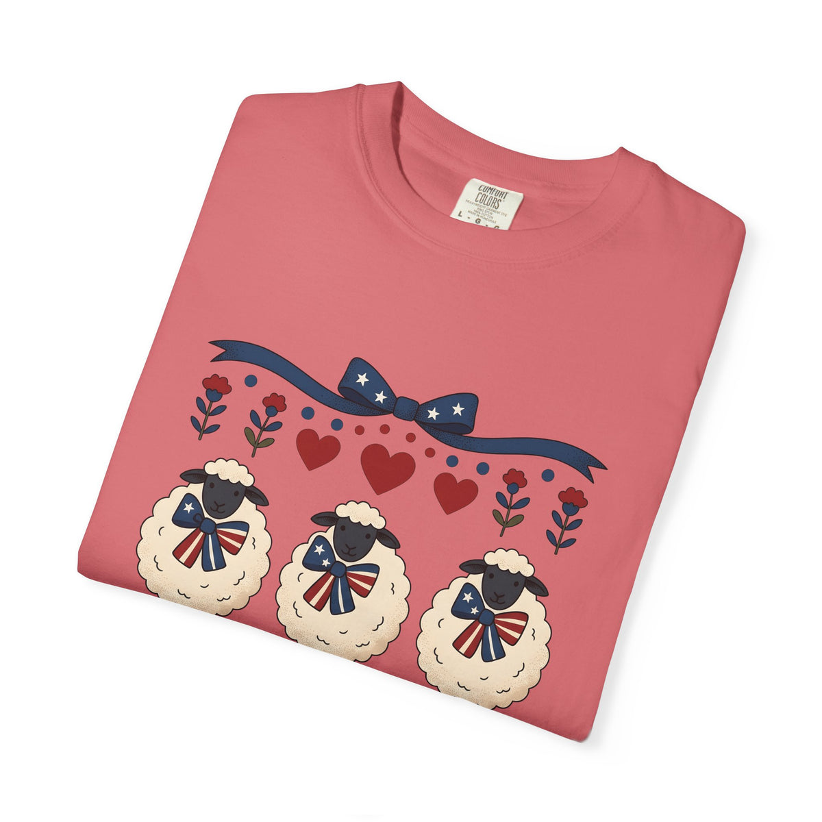 Usa Lamb T-Shirt 4th Of July Fauna Gift Women Handmade T-Shirt Lamb T-Shirt Patriot Fan Handmade T-Shirt Wildlife Graphic Old School Valentine