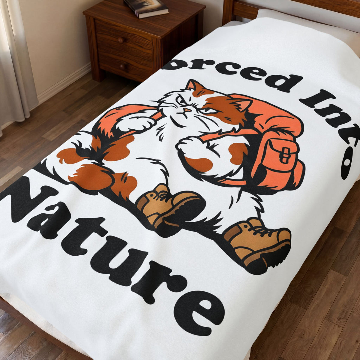 Hiking Cat Sports Activities Adventure Gift Cartoon Kitty Athlete Enthusiast Comic Exploration Blanket