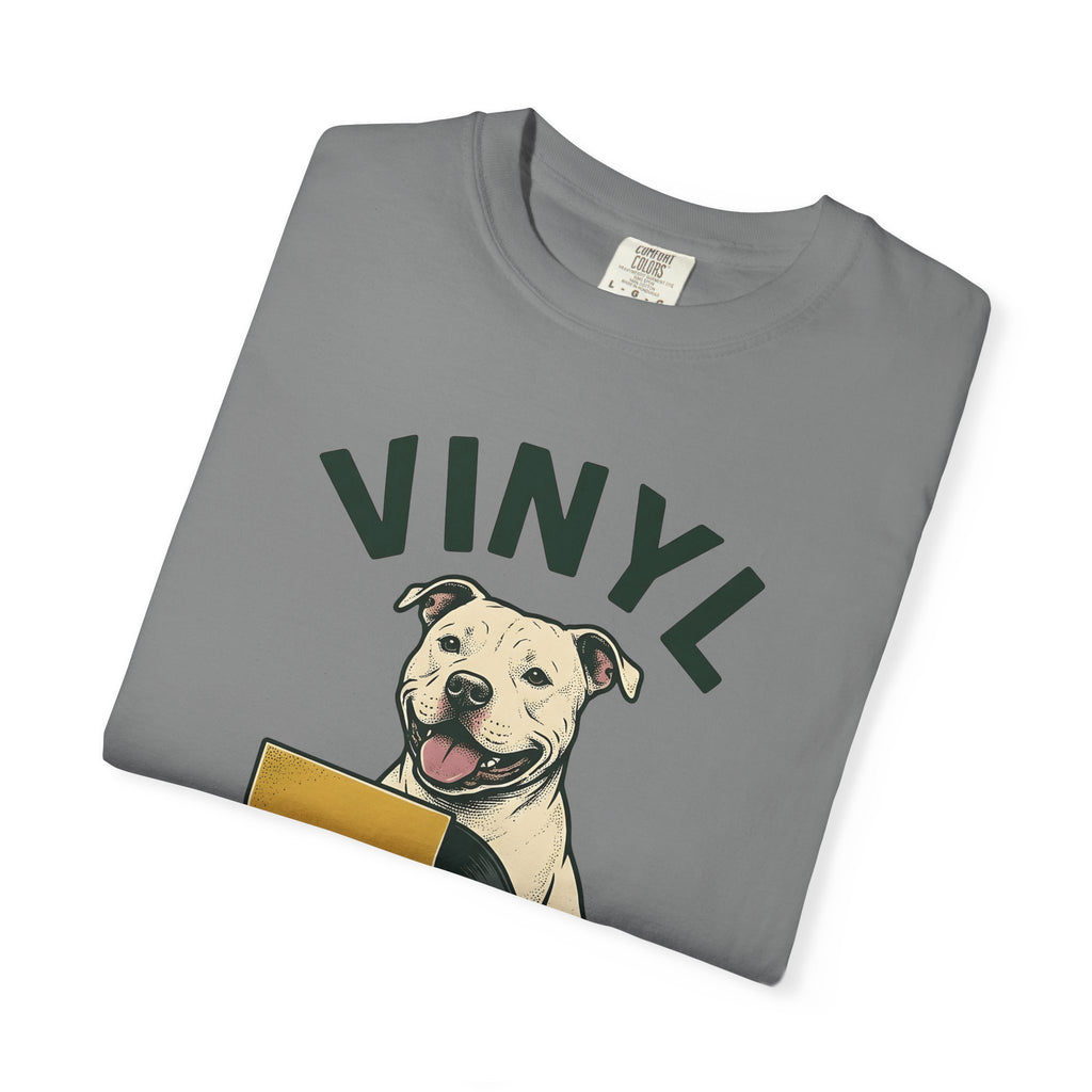 Pit Bull Dog Dog Sound Gift Distressed Pibble Dog Fan Grunge Audio Line Vinyl T-Shirt