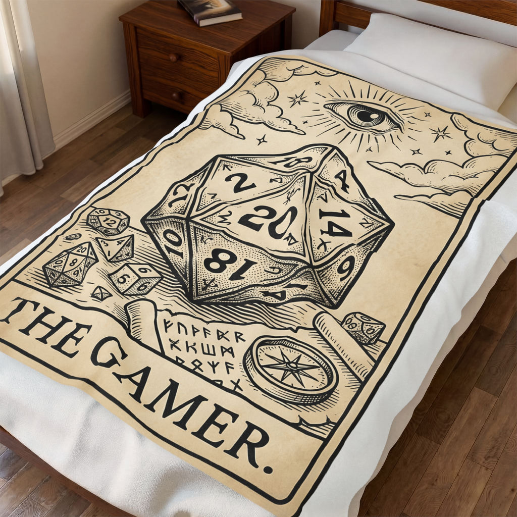 Gaming Dice Blanket Tabletop Gaming Roleplay Gift Women Retro Blanket Dice Blanket Gamers Fan Vintage Blanket Rpg Graphic Sketch Eye Symbol Blanket