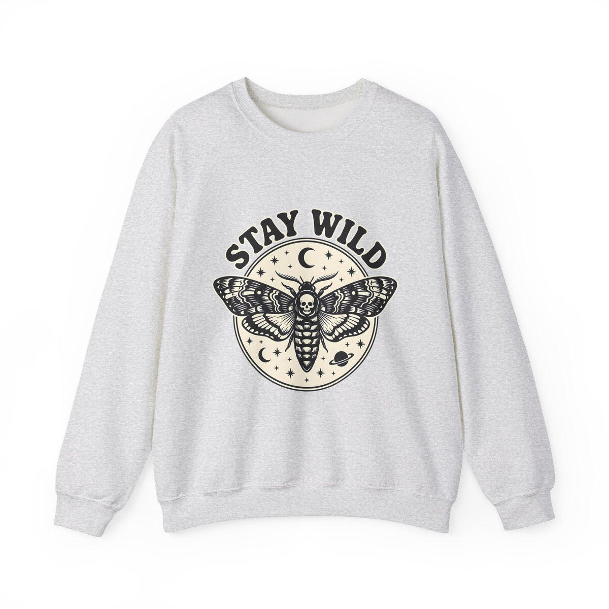 Moth Skull Sweatshirt Boho Chic Celestial Gift Women Gothic Sweatshirt Insect Sweatshirt Bohemian Fan Dark Sweatshirt Astrology Graphic Vintage Moon Sweatshirt