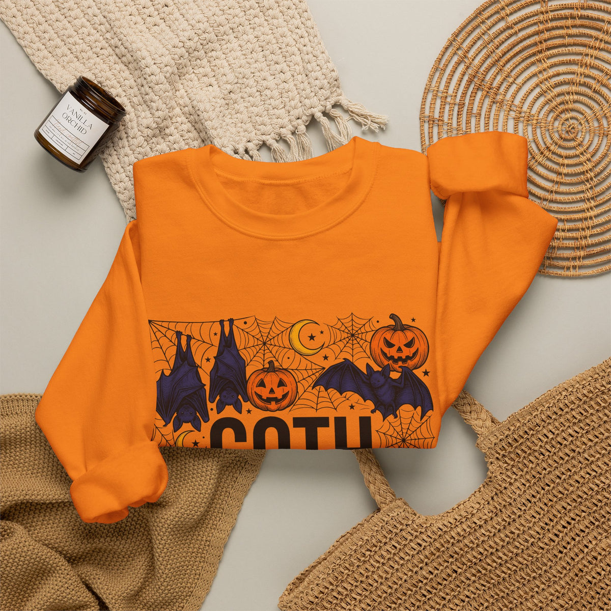 Vampire Pumpkin Goth Autumn Gift Horror Bloodsucking Dark Fan Macabre Fall Hand Drawn Webbing Sweatshirt