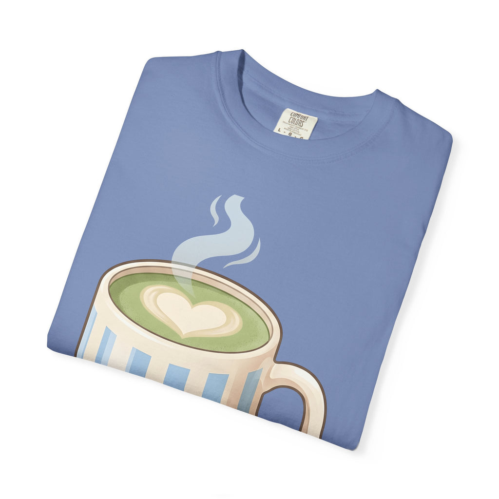Matcha Latte T-Shirt Coffee Foodie Gift Women Kawaii T-Shirt Green Tea T-Shirt Coffee Fan Cute T-Shirt Food Graphic Minimalist Heart Steam T-Shirt