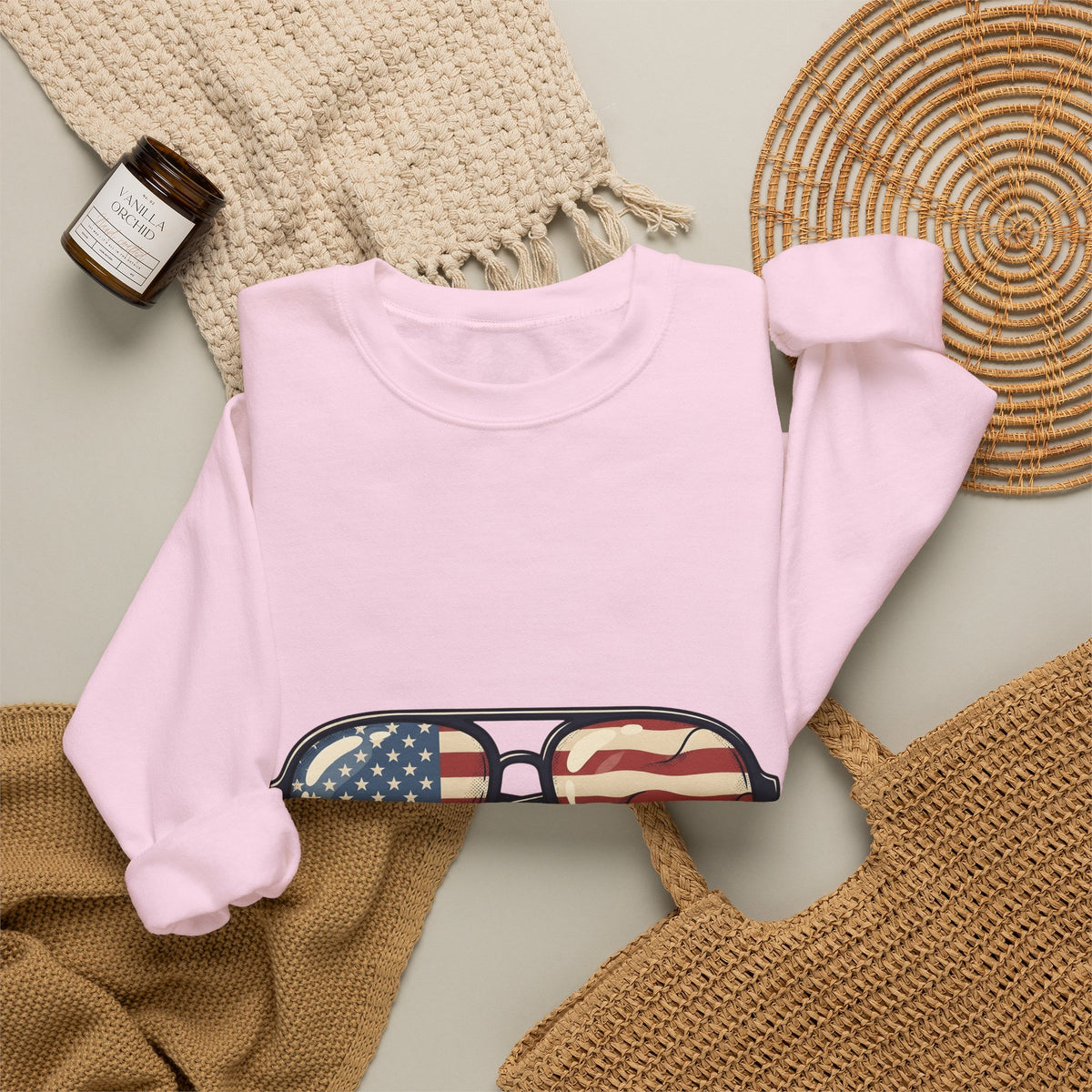 Sunglass Aviators Sweatshirt 4th Of July Freedom Gift Women Hand Drawn Sweatshirt Shades Sweatshirt Independence Day Fan Illustrated Sweatshirt Liberty Graphic