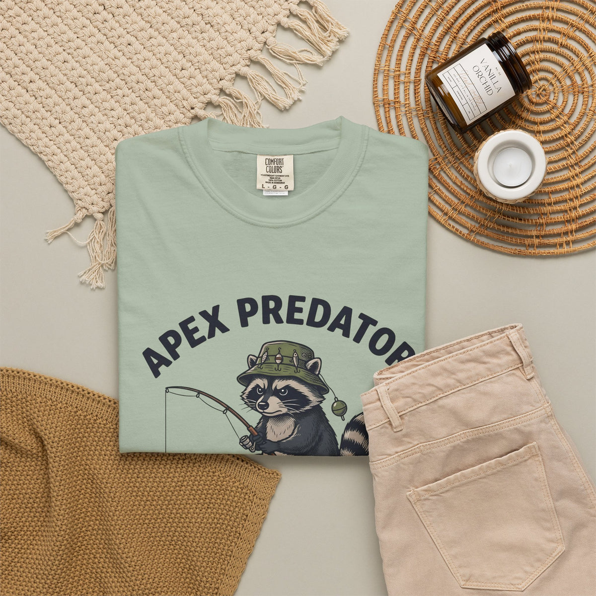 Raccoon Angler Fishing Wildlife Gift Cute Trash Panda Angling Fan Furry Retro Fishing Boat T-Shirt