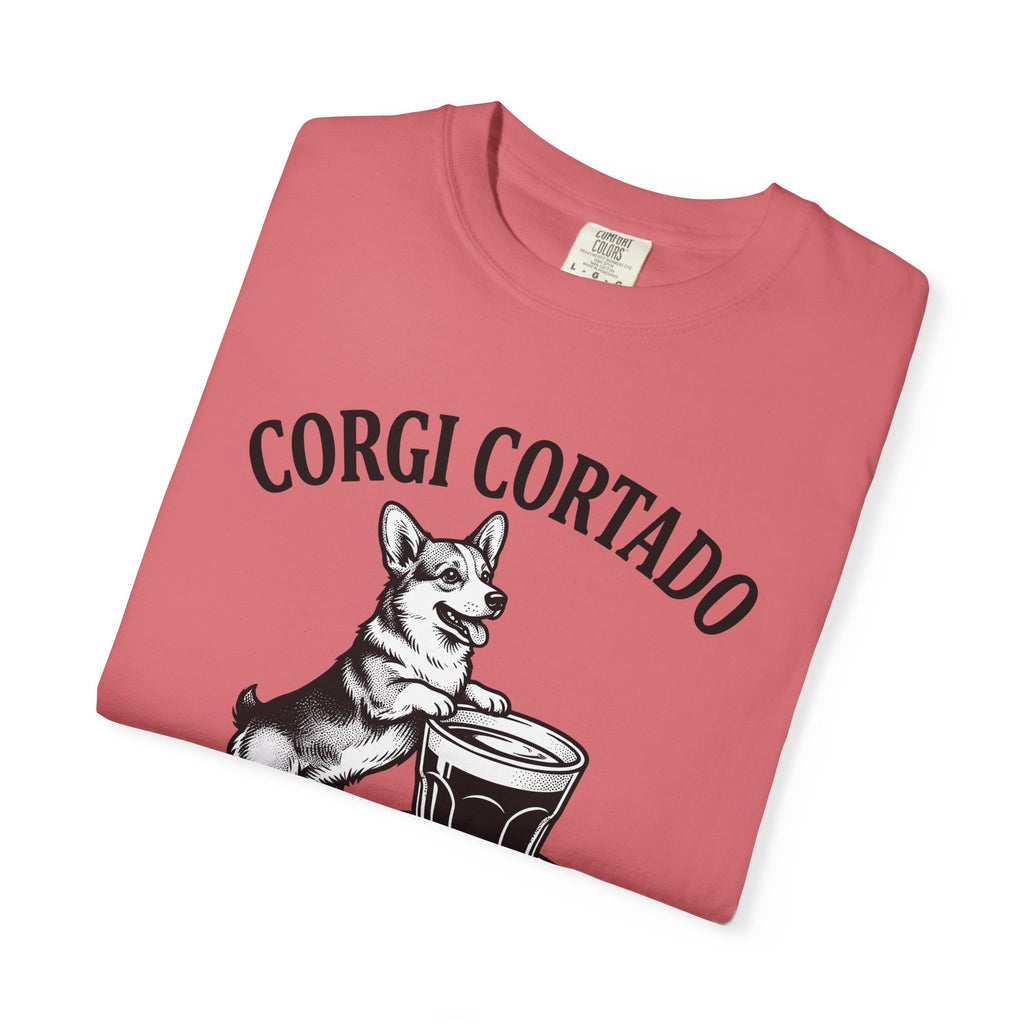 Corgi T-Shirt Dog Cafe Gift Women Rustic T-Shirt Pembroke T-Shirt Dog Fan Country T-Shirt Coffee Graphic Doodle Latte Cup T-Shirt