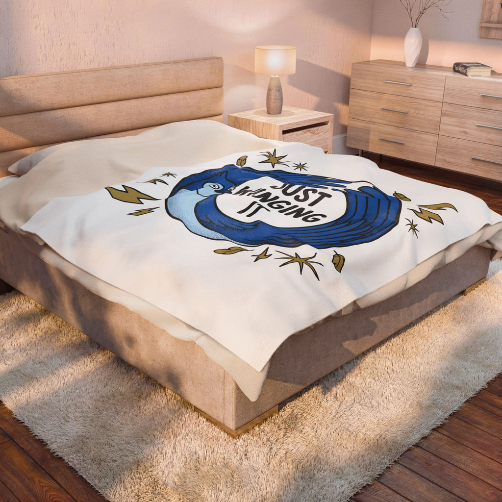 Blue Bird Drawing Blanket Funny Creatures Gift Women Hand Drawn Blanket Bird Blanket Comedy Fan Cartoon Blanket Animal Graphic Classic Electric