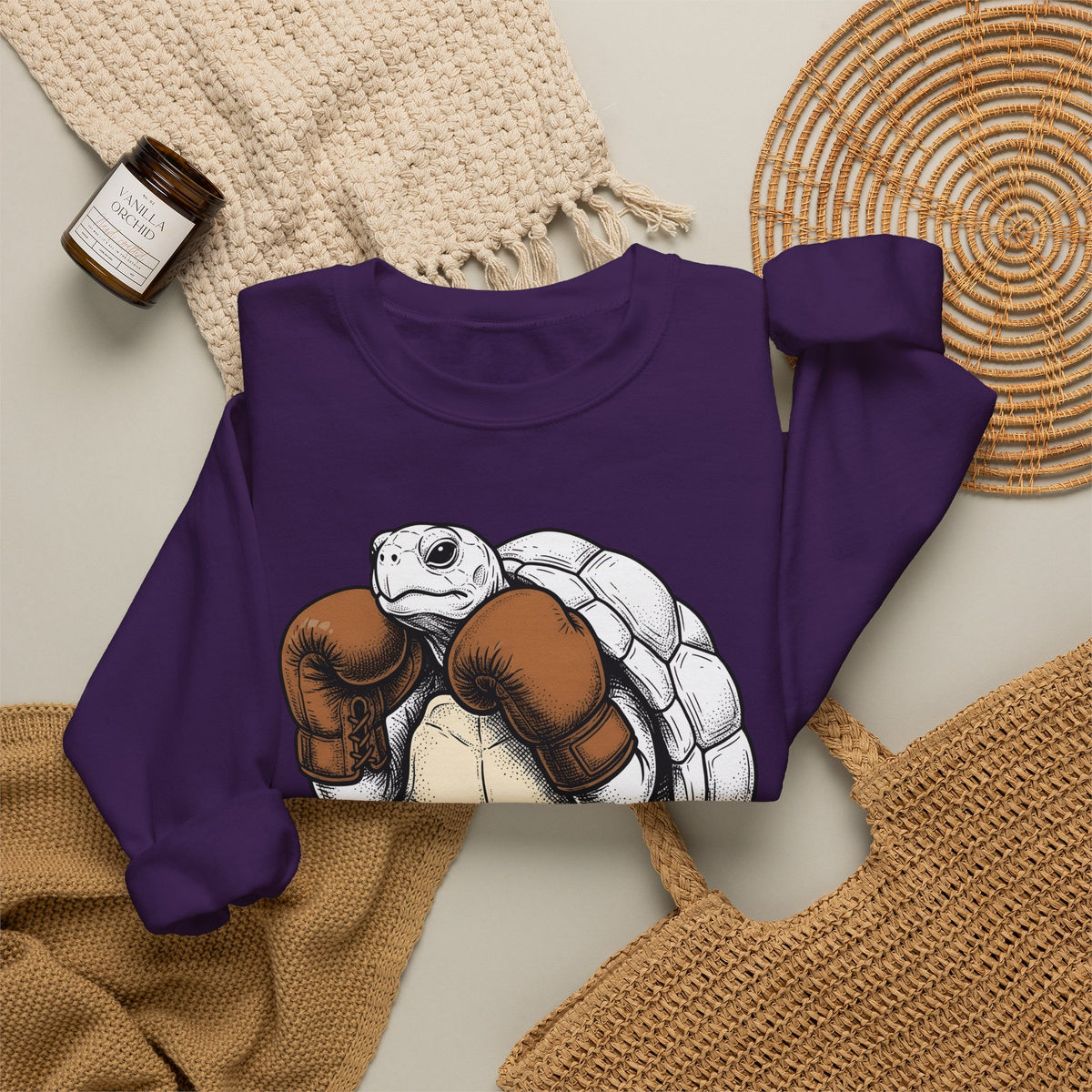 Turtle Punch Gloves Sweatshirt Sports Workout Gift Women Line Art Sweatshirt Boxing Gloves Sweatshirt Athlete Enthusiast Illustration Sweatshirt Fitness