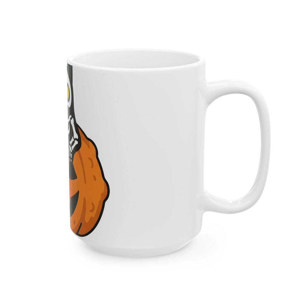 Skeleton Cat Pumpkin Mug Halloween Spooky Gift Women Cartoon Mug Cat Pumpkin Mug Horror Fan Cute Mug Creepy Graphic Minimalist Jack