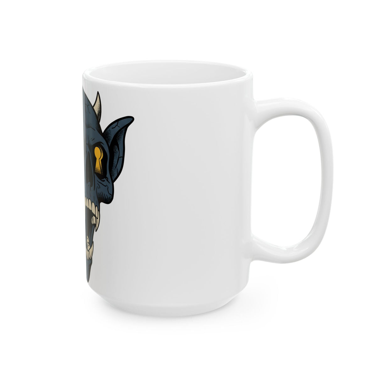 Devil Skull Mug Halloween Horror Gift Women Tattoo Mug Skull Mug Horror Fan Scary Graphic Mug Retro Teeth Mug