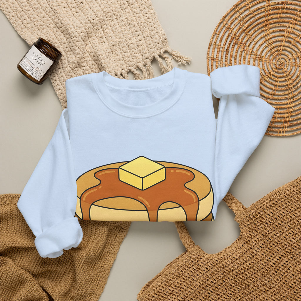 Flapjack Pile Sweatshirt Desserts Brunch Gift Women Comic Sweatshirt Granola Bar Sweatshirt Pastry Fan Cartoon Sweatshirt Breakfast Graphic Simple Honey Sweatshirt