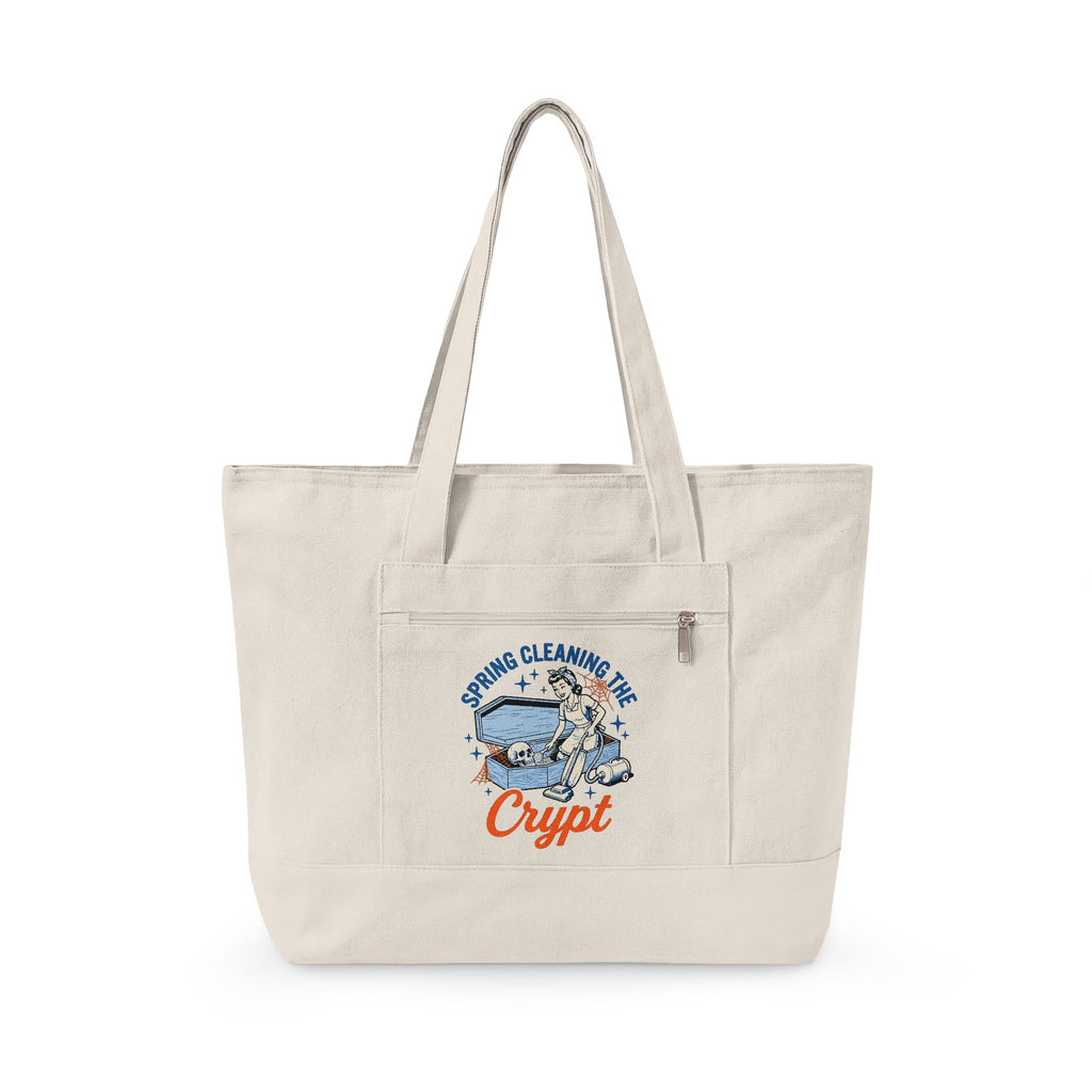 Vintage Maid Casket Tote Bag Funny Holiday Gift Women Comic Tote Bag Coffin Tote Bag Humor Fan Cartoon Tote Bag Christmas Graphic Rustic Bones Tote Bag