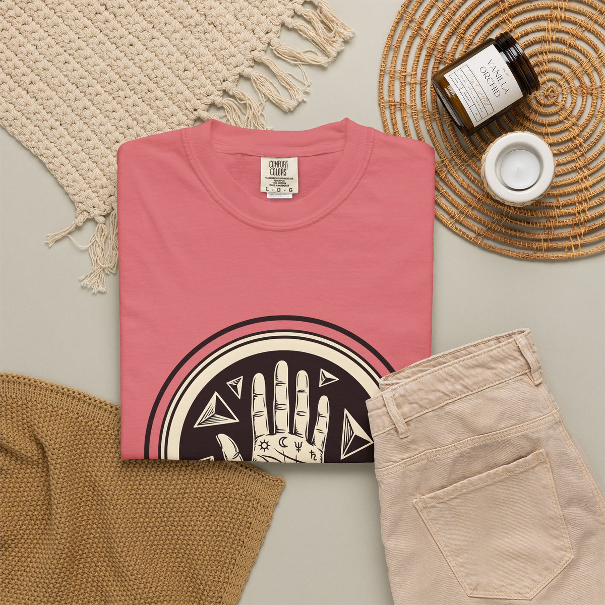 Enchanted Hand T-Shirt Mystical Esoteric Gift Women Folk T-Shirt Magical Hand T-Shirt Occult Fan Primitive T-Shirt Mystical Graphic Antique Polygon