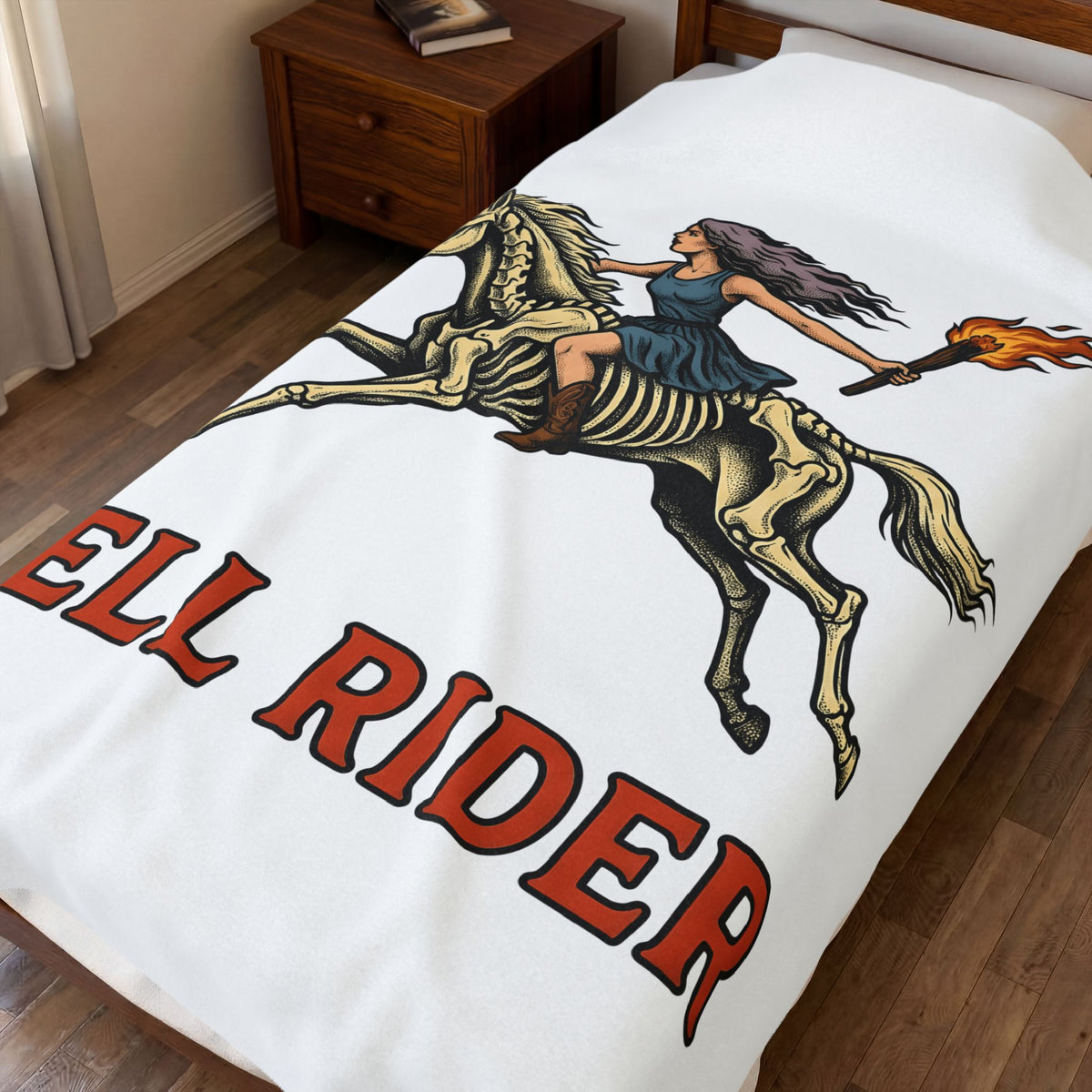 Skeleton Equestrian Cowgirl Rodeo Gift Heritage Skeleton Cowgirl Fan Vintage Rodeo Retro Inspired Blanket